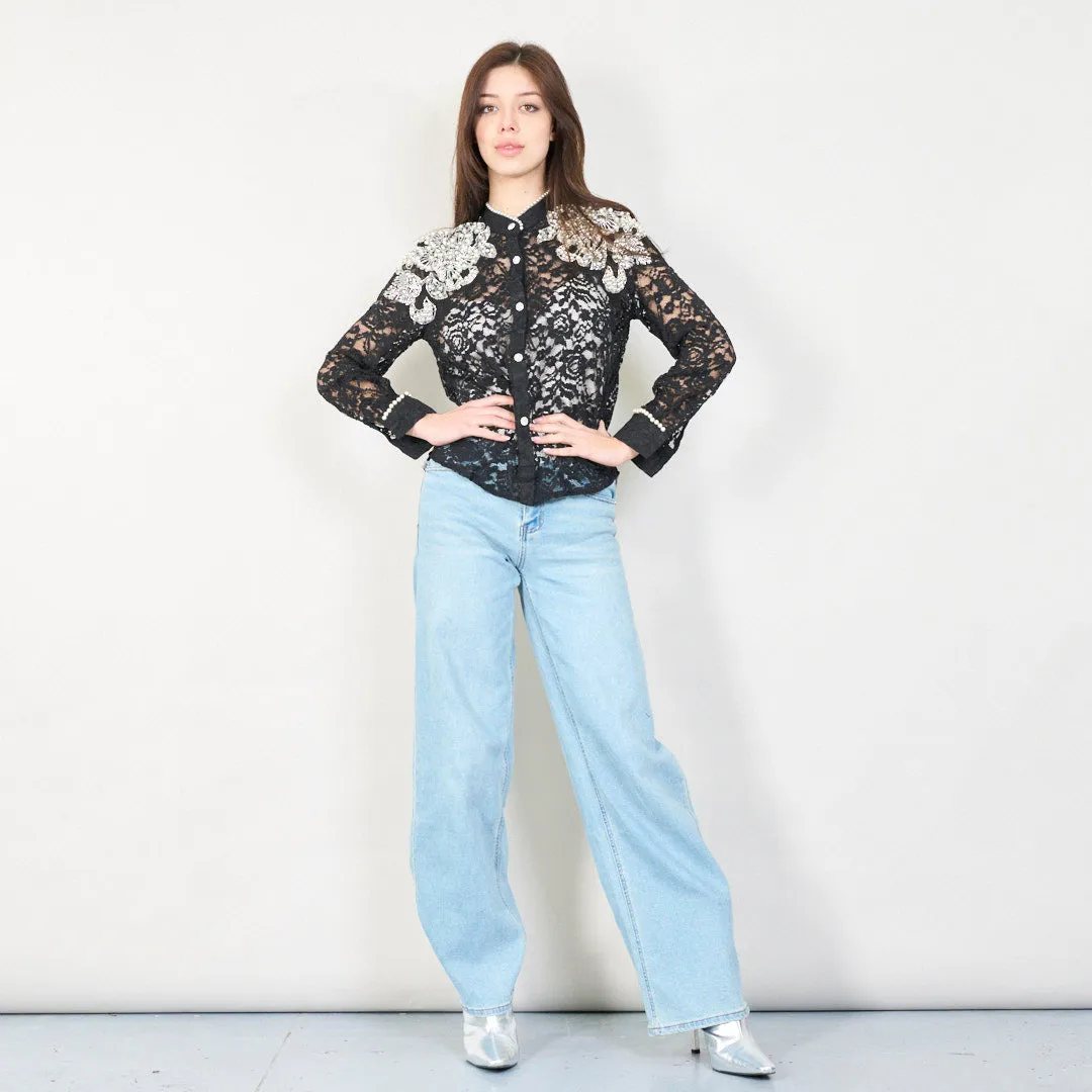 Floral embroidered lace blouse wholesale