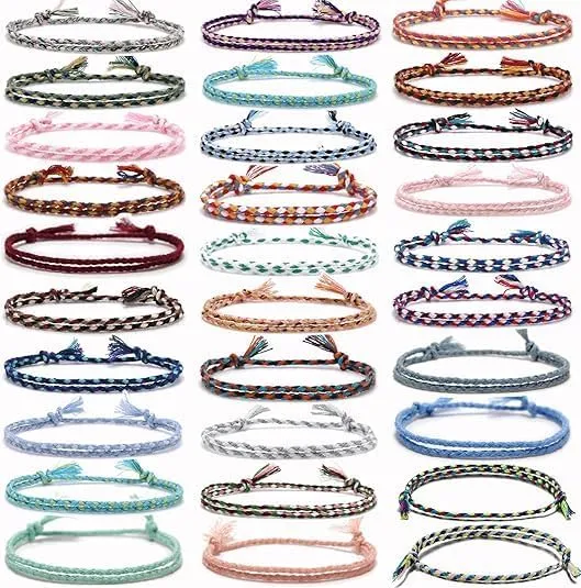 Friendship Bracelets 37PCS, Woven Wrap Friendship Bracelets String Bulk Handmade Braided Friendship Adjustable Colorful Beaded Bracelet for Women, Adult, Gifts