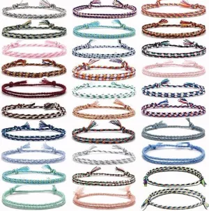 Friendship Bracelets 37PCS, Woven Wrap Friendship Bracelets String Bulk Handmade Braided Friendship Adjustable Colorful Beaded Bracelet for Women, Adult, Gifts