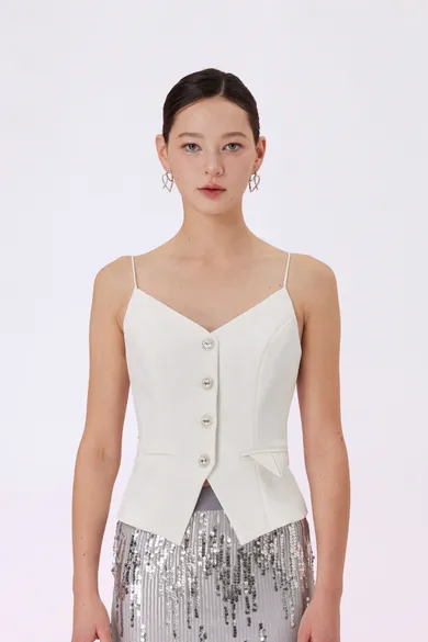 Gaila White Spaghetti Strap Top