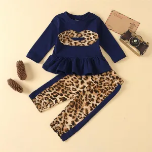 Girls Leopard Ruffled Long Sleeve Top & Pants Girls Clothing Wholesalers