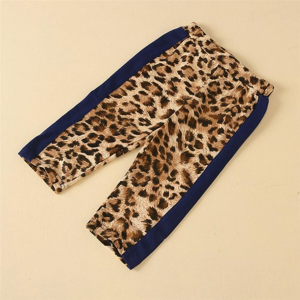 Girls Leopard Ruffled Long Sleeve Top & Pants Girls Clothing Wholesalers