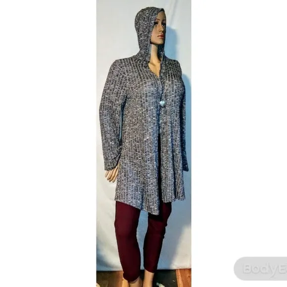 Gray Cardigan with Hoodie