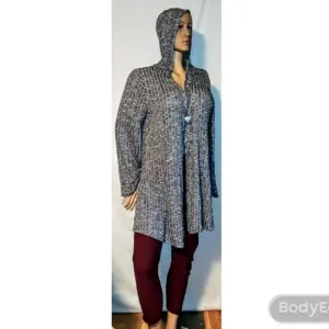 Gray Cardigan with Hoodie