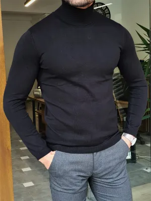 Harrison Sli Fit Black Turtleneck Knitwear