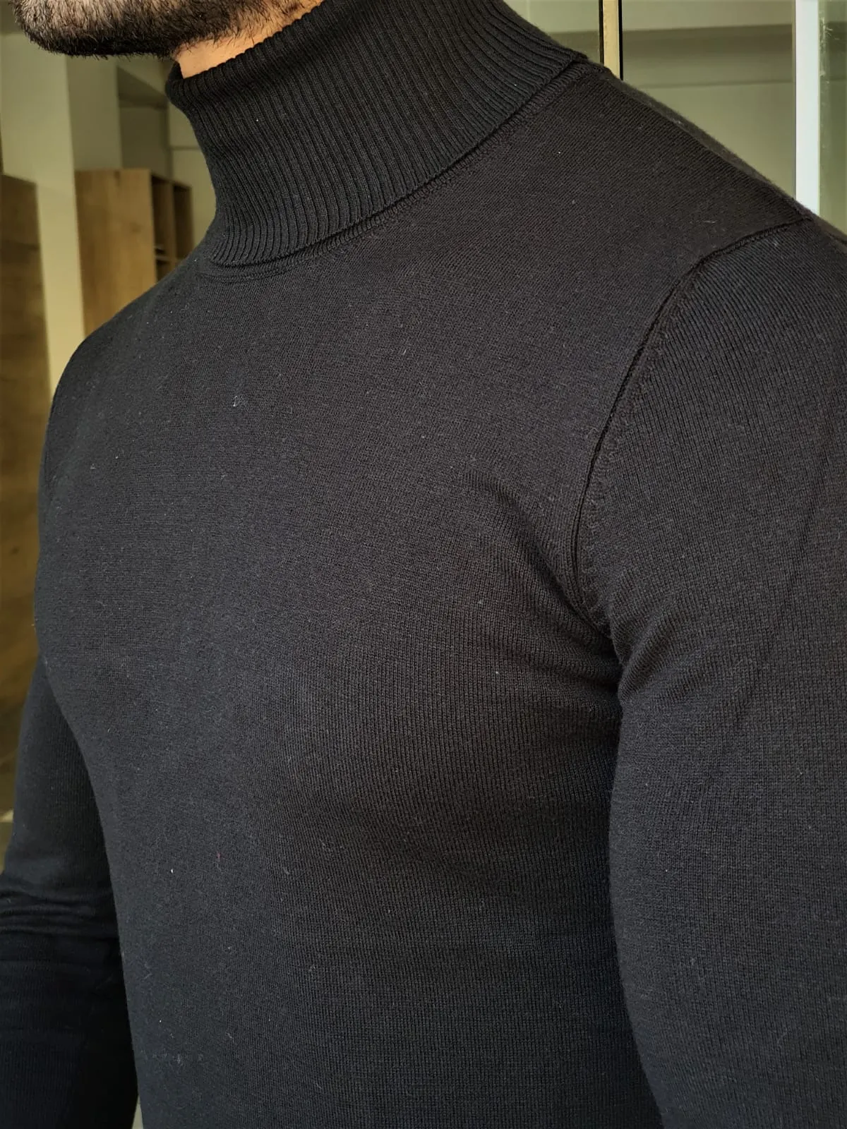 Harrison Sli Fit Black Turtleneck Knitwear