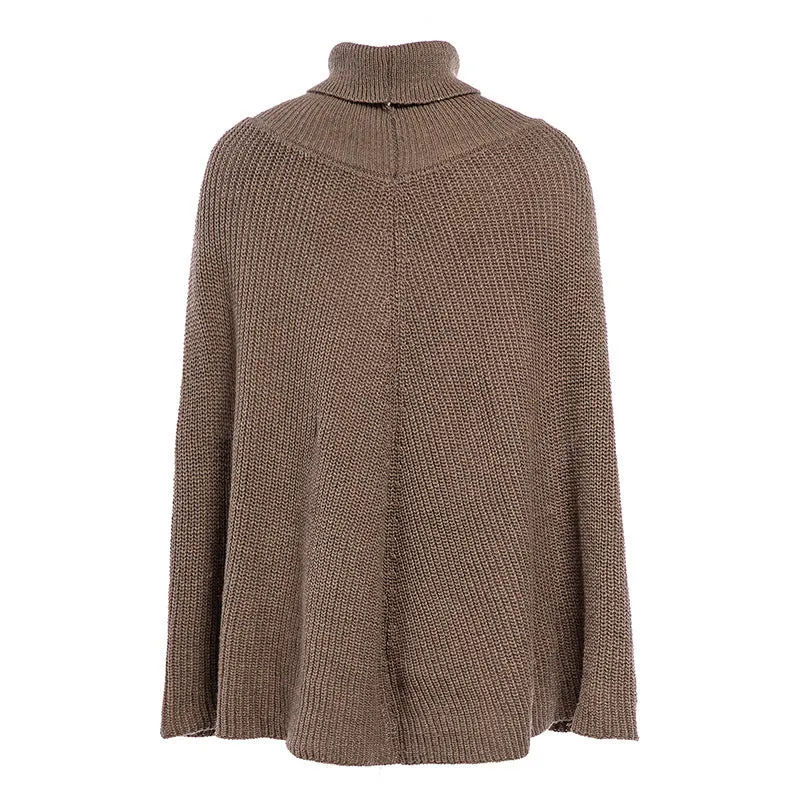 High Neck Long Batwing Sleeves Clock Women Pullover Sweater