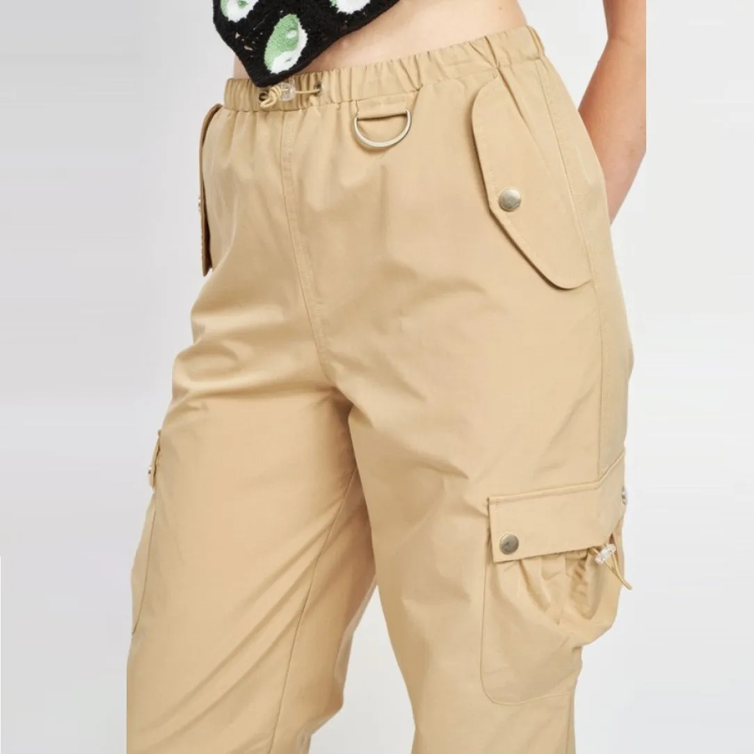 High Rise Cargo Pants (Tan)