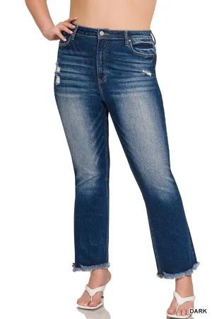 High Rise Straight Crop Denim Pants