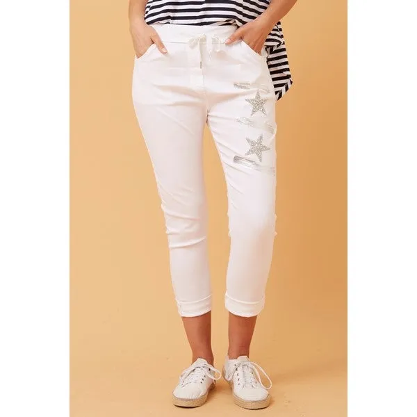 JANJA SEQUIN STAR PRINT JOGGERS