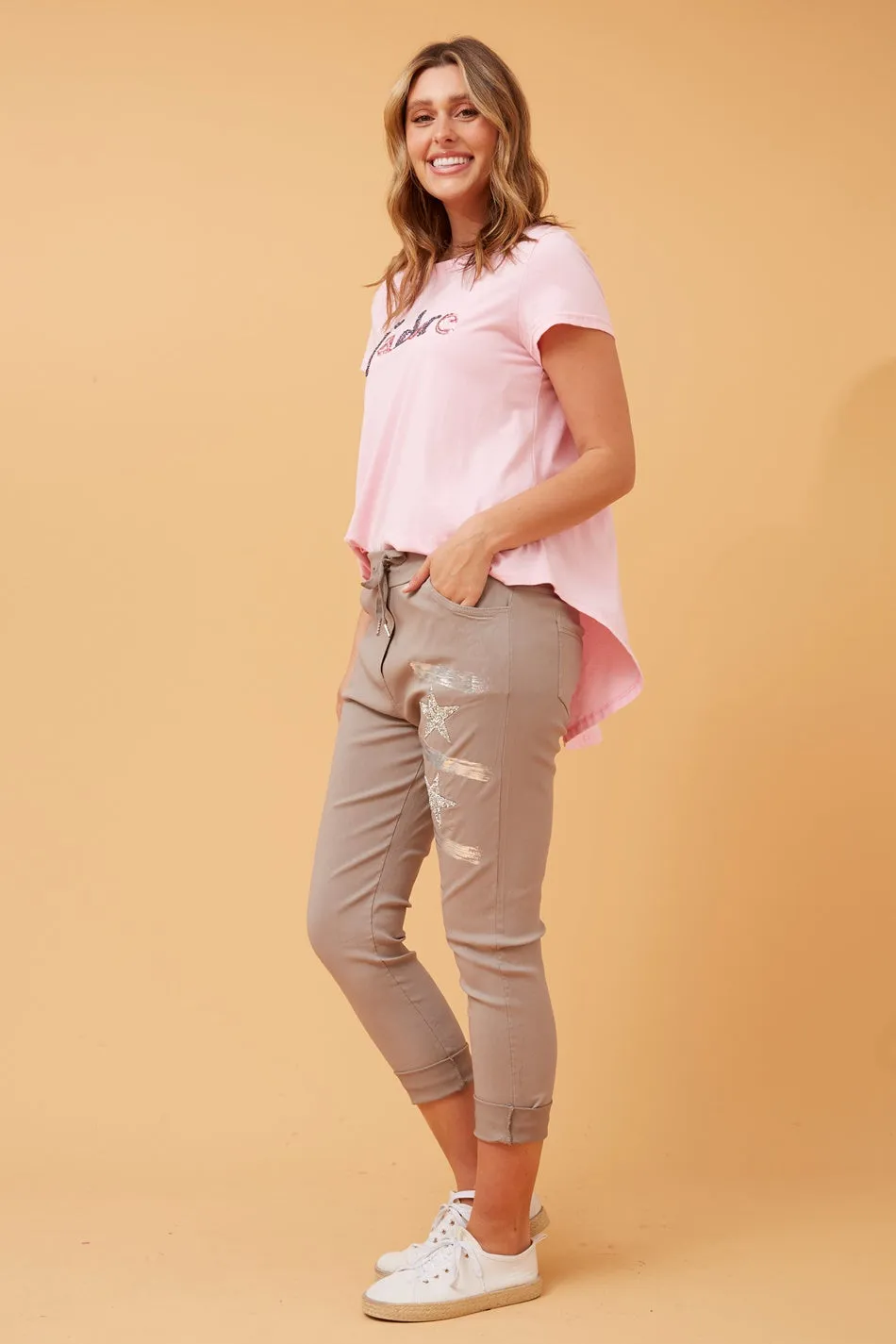 JANJA SEQUIN STAR PRINT JOGGERS