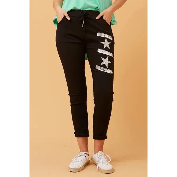 JANJA SEQUIN STAR PRINT JOGGERS
