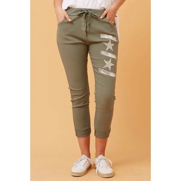 JANJA SEQUIN STAR PRINT JOGGERS