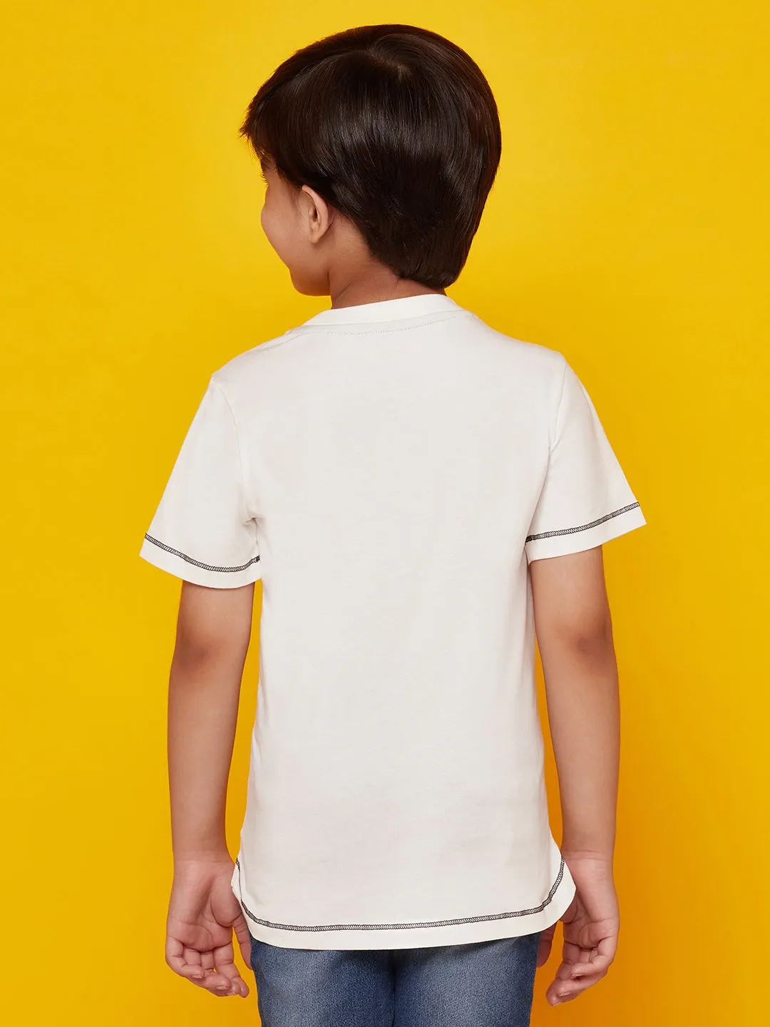 Kid Boys' White Smiley Printed T-Shirt with Orange Pants Set