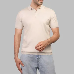 KNIT POLO SHIRT  - LIGHT BEIGE