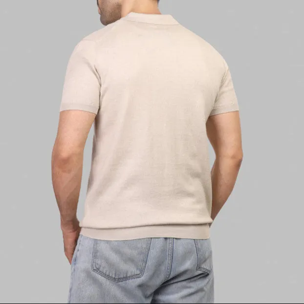 KNIT POLO SHIRT  - LIGHT BEIGE