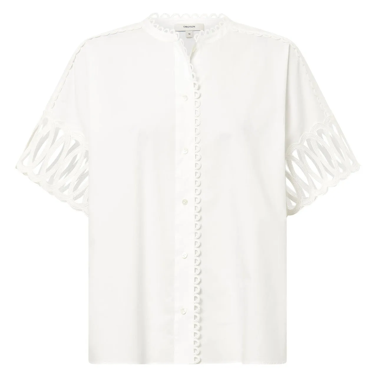 LACE TRIM BLOUSE - WHITE