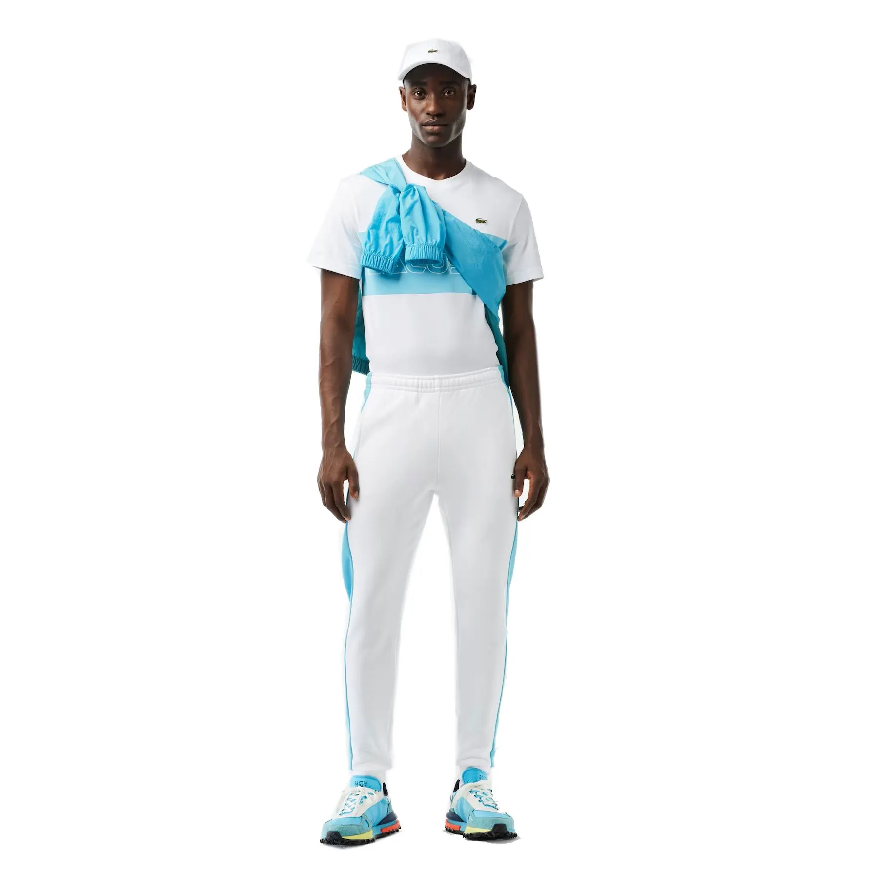 Lacoste Regular Fit Colorblock Men's Joggers White-Blue
