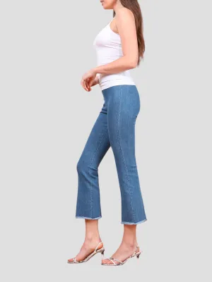 Leo Crop Flare Pant in Denim