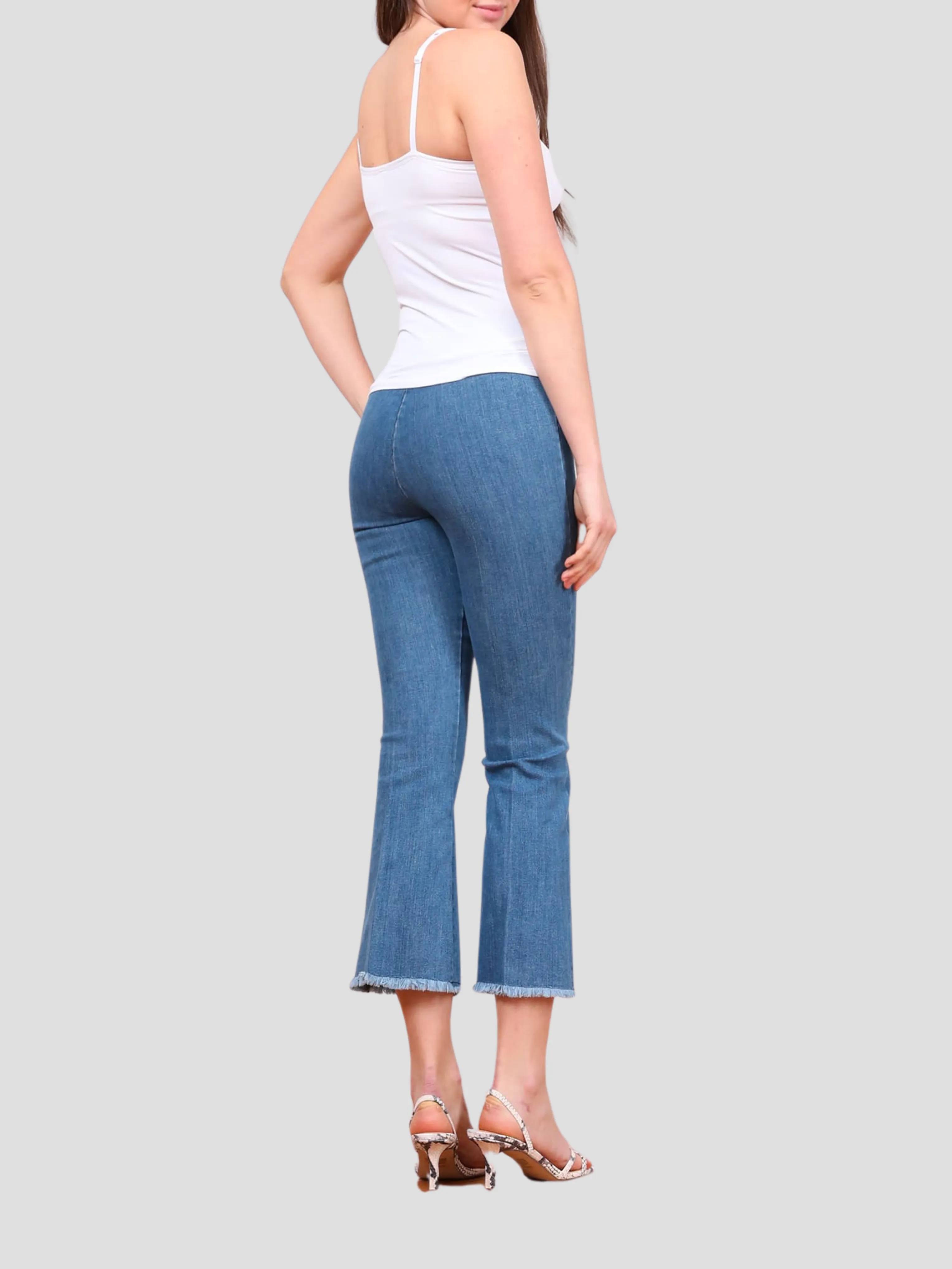 Leo Crop Flare Pant in Denim