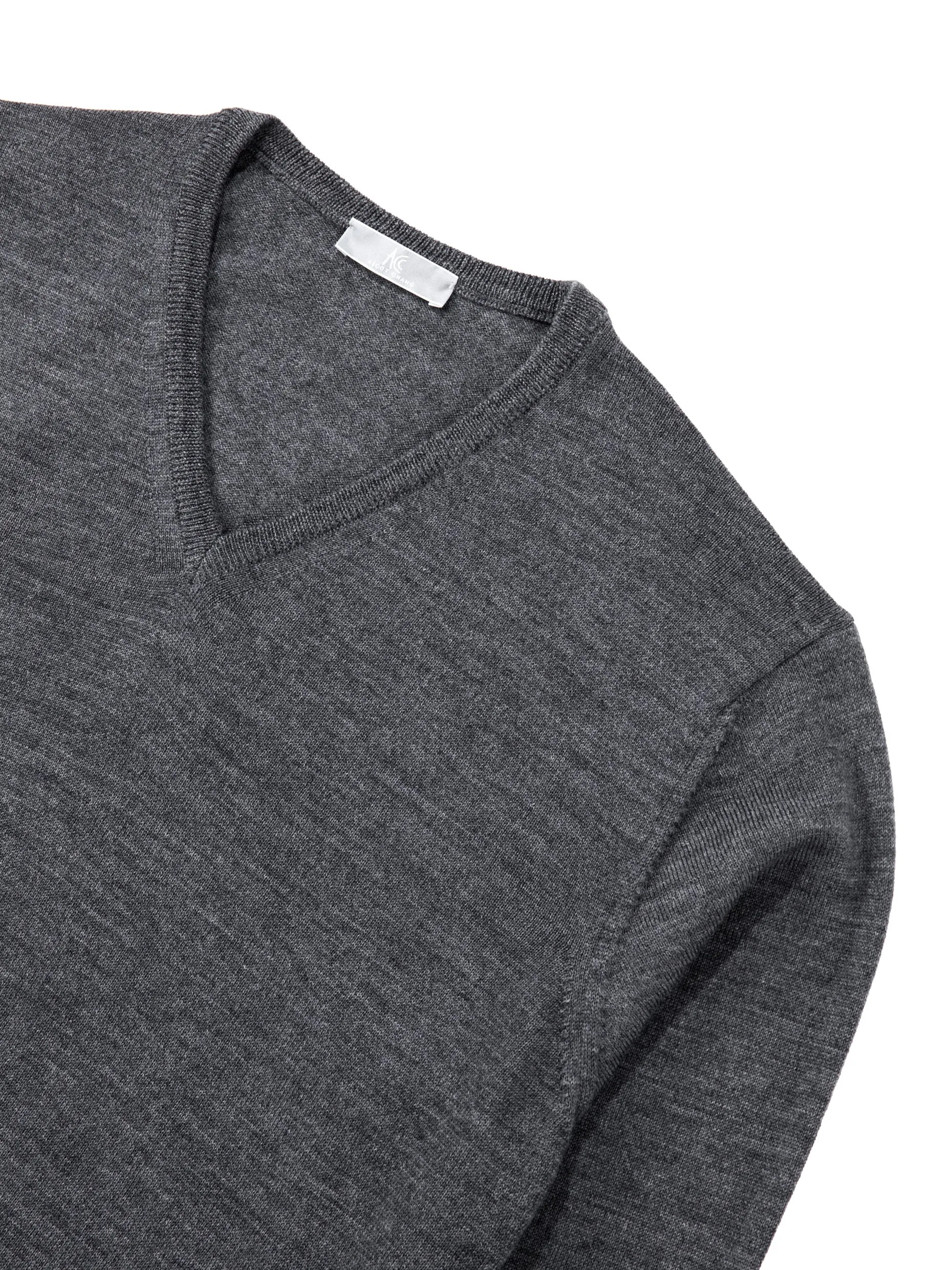 Light Grey V-neck Long-Sleeve Sweater