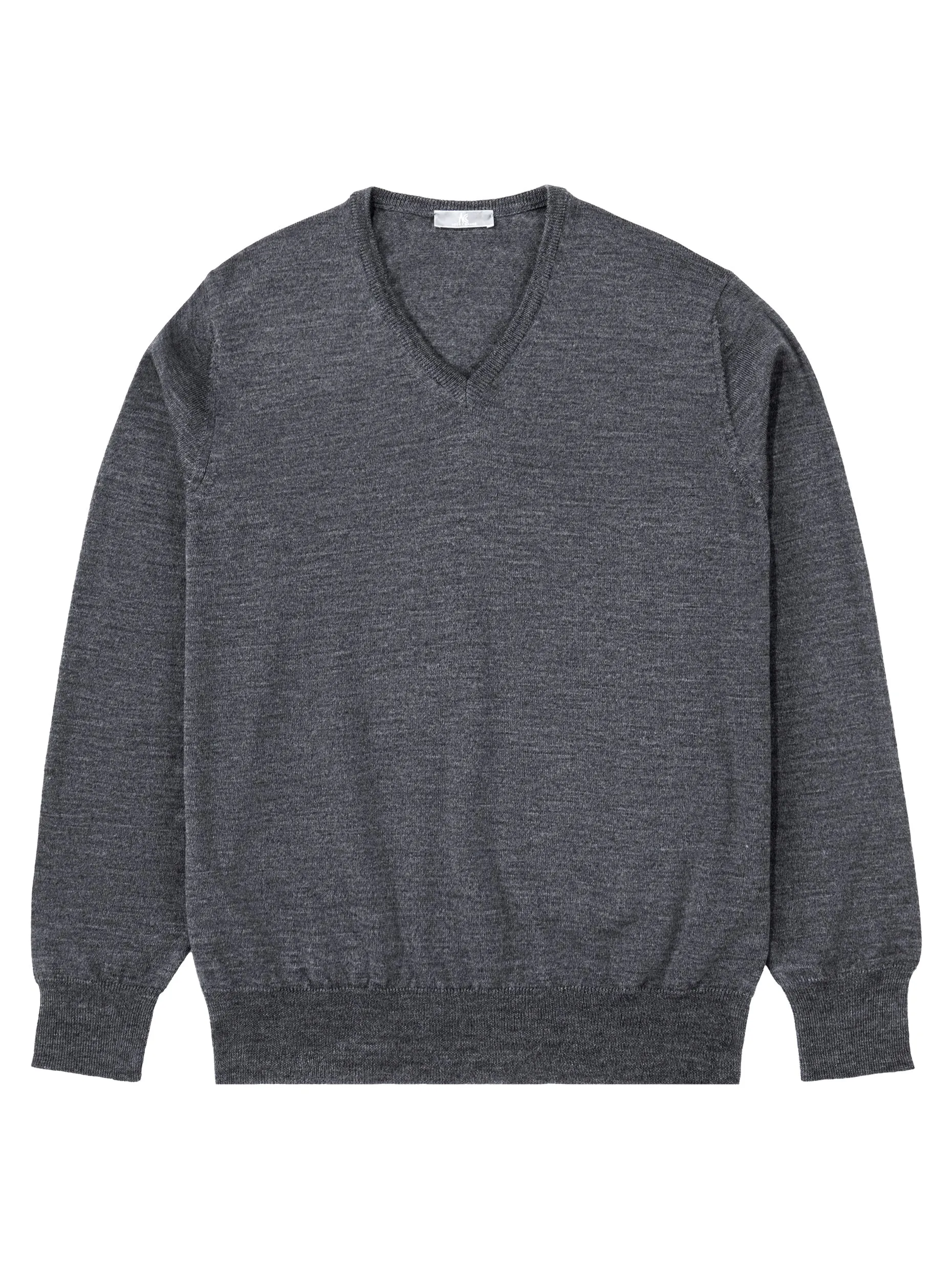 Light Grey V-neck Long-Sleeve Sweater
