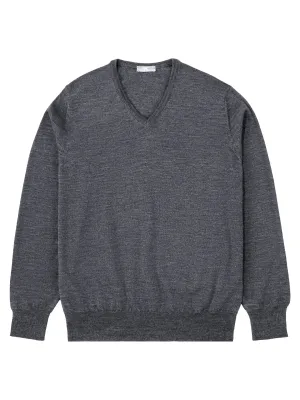 Light Grey V-neck Long-Sleeve Sweater