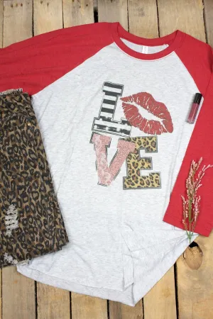 Love & Kisses Tri-Blend Unisex 3/4 Raglan