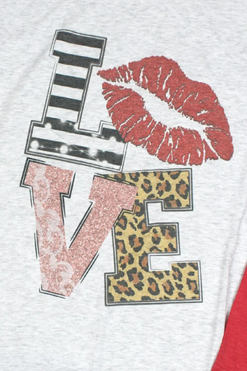 Love & Kisses Tri-Blend Unisex 3/4 Raglan