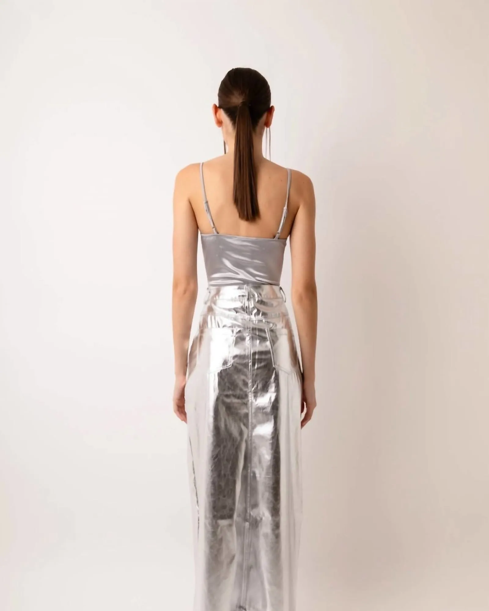 Lupe Metallic Maxi Skirt In Silver | Silver