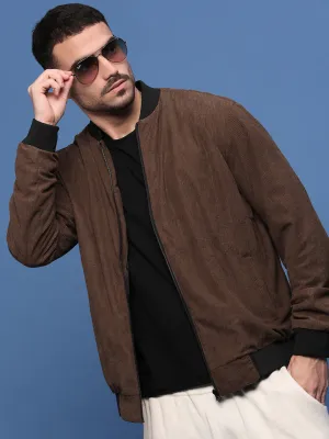 Men Brown Corduroy Windcheater Bomber Jacket
