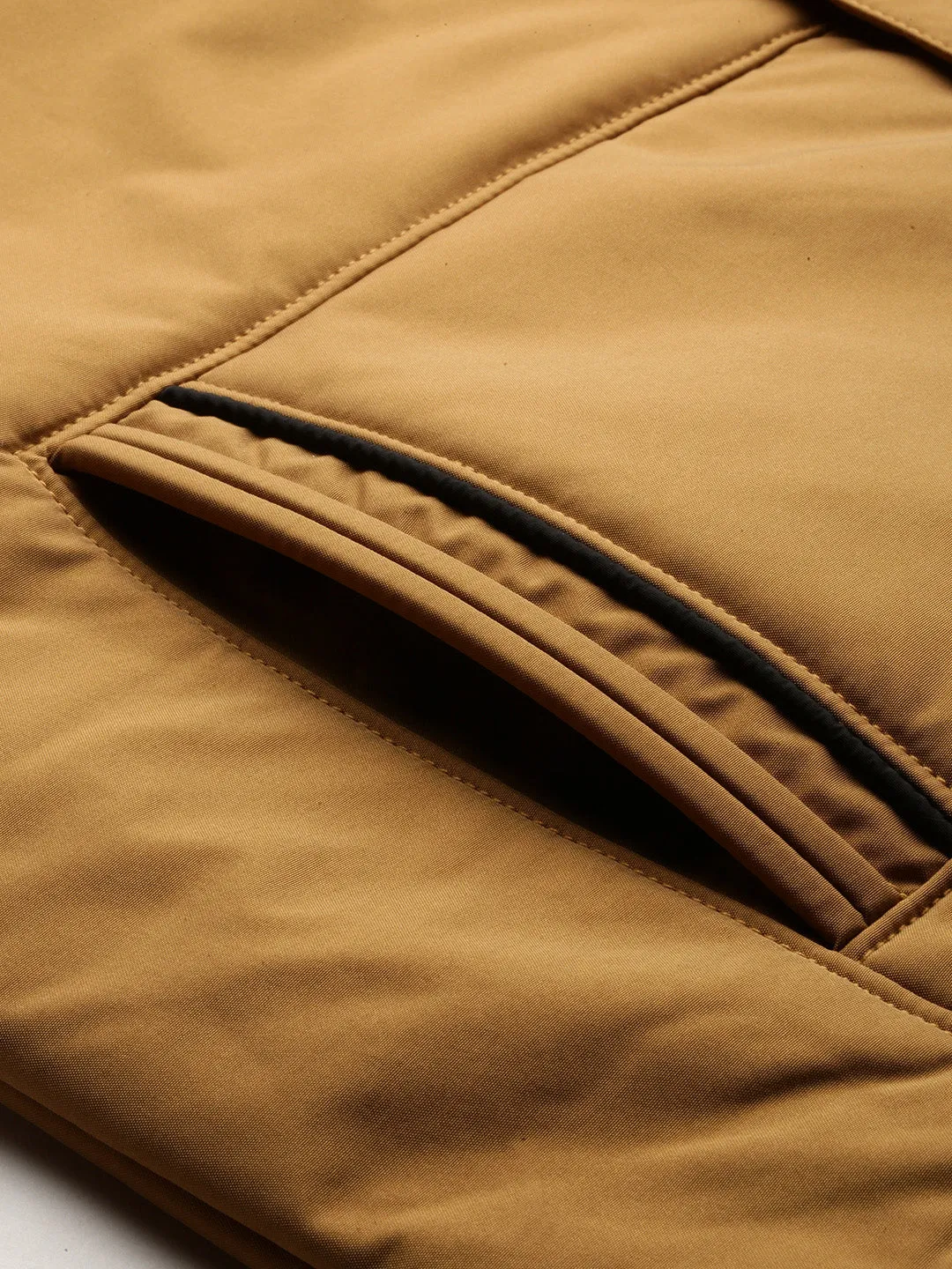 Men Brown Mock Collar Bomber Jacket