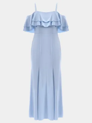 Midsize Baby Blue Elegant Dress with Side Split