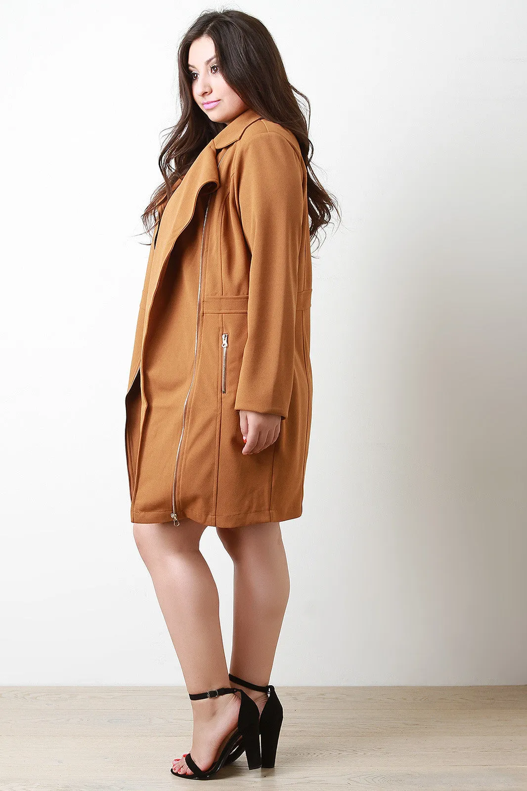 Moto Style Knit Trench Coat