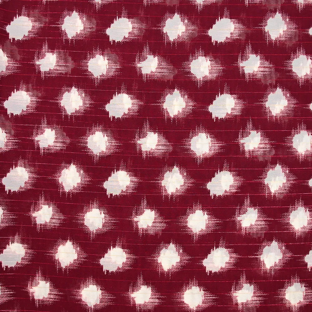 Mousseline imprimée rayée irisée onde fond bordeaux