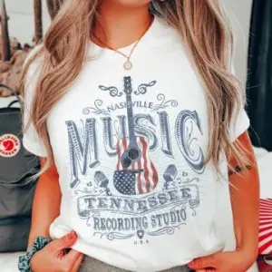 Nashville Music USA Western White Plus Graphic Tee