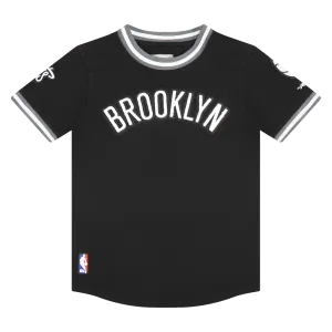 NBA BROOKLYN NETS CLASSIC BIG BOYS SHORT SLEEVE STRIPED RIB TEE (BLACK/GRAY)