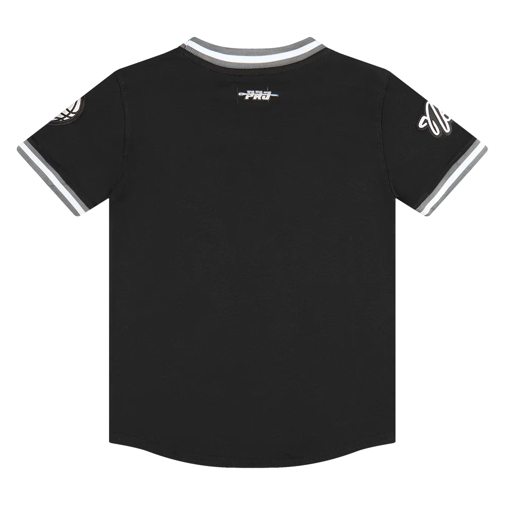 NBA BROOKLYN NETS CLASSIC BIG BOYS SHORT SLEEVE STRIPED RIB TEE (BLACK/GRAY)
