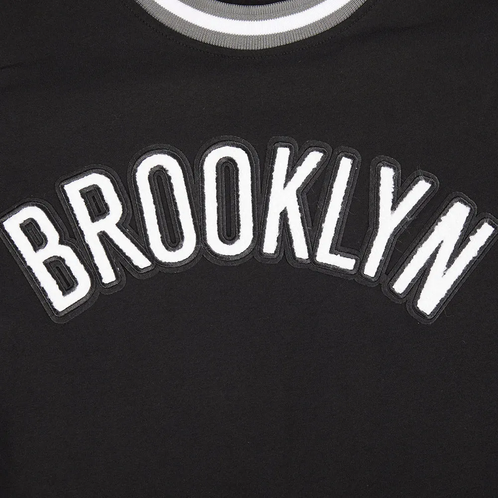 NBA BROOKLYN NETS CLASSIC BIG BOYS SHORT SLEEVE STRIPED RIB TEE (BLACK/GRAY)