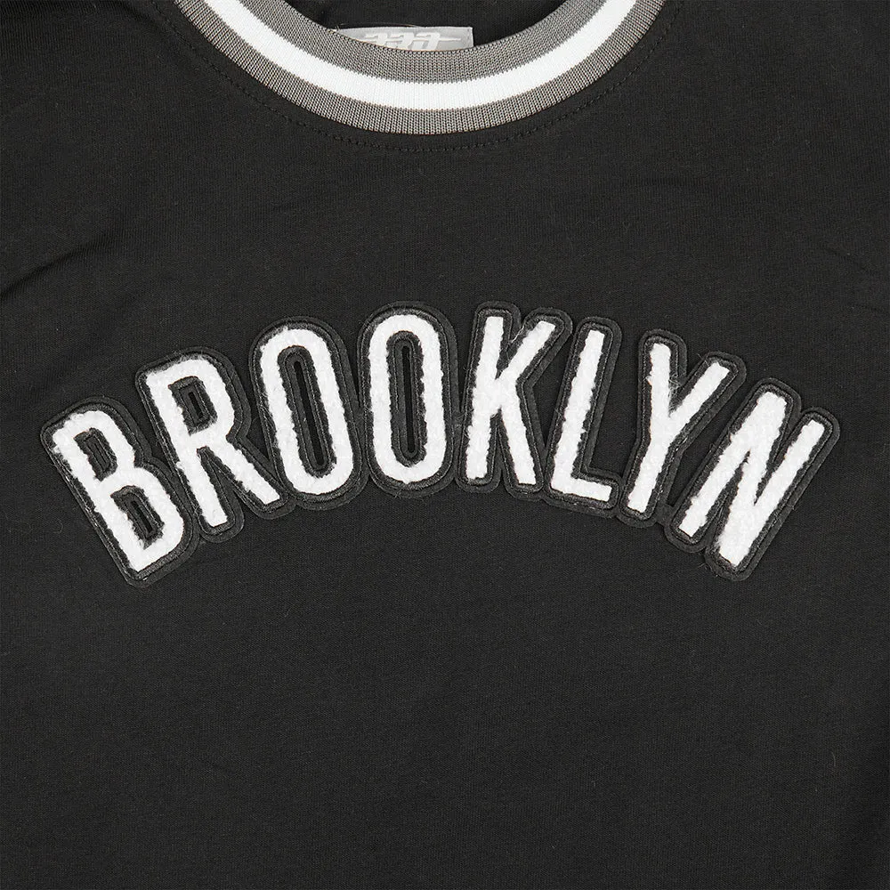 NBA BROOKLYN NETS CLASSIC LITTLE BOYS SHORT SLEEVE STRIPED RIB TEE (BLACK/GRAY)