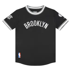 NBA BROOKLYN NETS CLASSIC LITTLE BOYS SHORT SLEEVE STRIPED RIB TEE (BLACK/GRAY)
