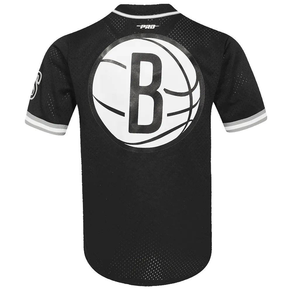 NBA BROOKLYN NETS CLASSIC MEN'S MESH BUTTON DOWN JERSEY (BLACK/GRAY)