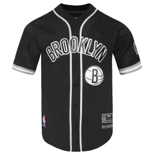 NBA BROOKLYN NETS CLASSIC MEN'S MESH BUTTON DOWN JERSEY (BLACK/GRAY)
