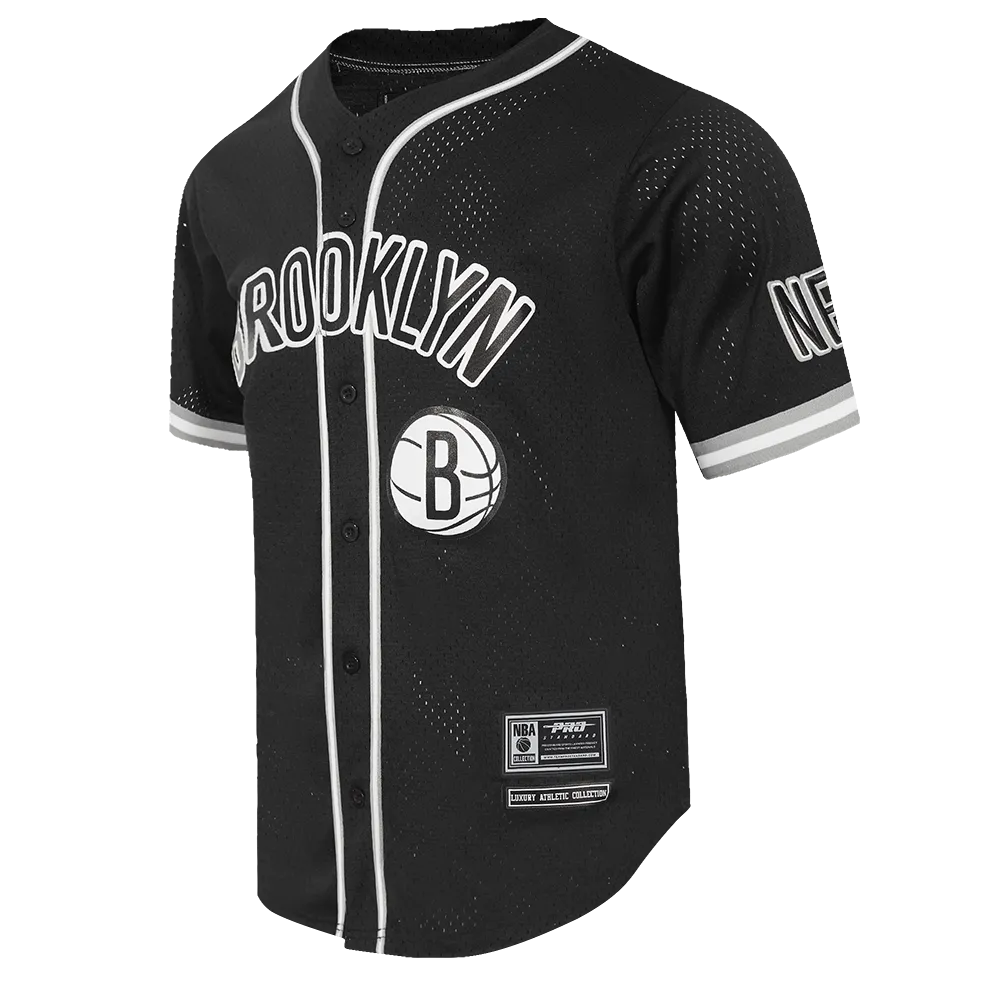 NBA BROOKLYN NETS CLASSIC MEN'S MESH BUTTON DOWN JERSEY (BLACK/GRAY)