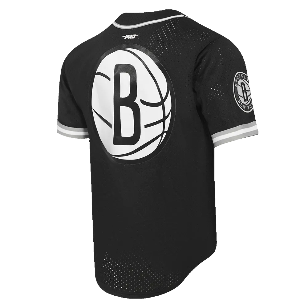 NBA BROOKLYN NETS CLASSIC MEN'S MESH BUTTON DOWN JERSEY (BLACK/GRAY)