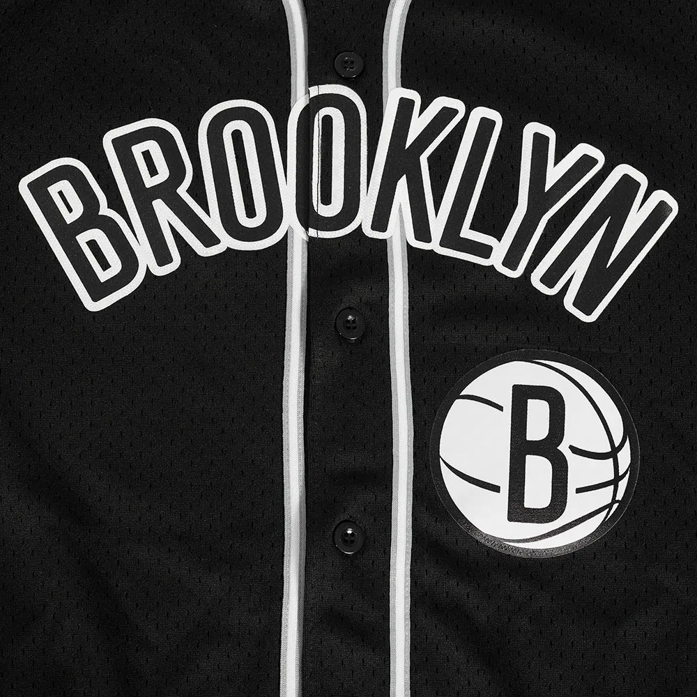 NBA BROOKLYN NETS CLASSIC MEN'S MESH BUTTON DOWN JERSEY (BLACK/GRAY)