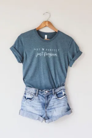 Not Perfect Just Forgiven Heather Slate Bella Canvas Graphic Tee (Size Med)