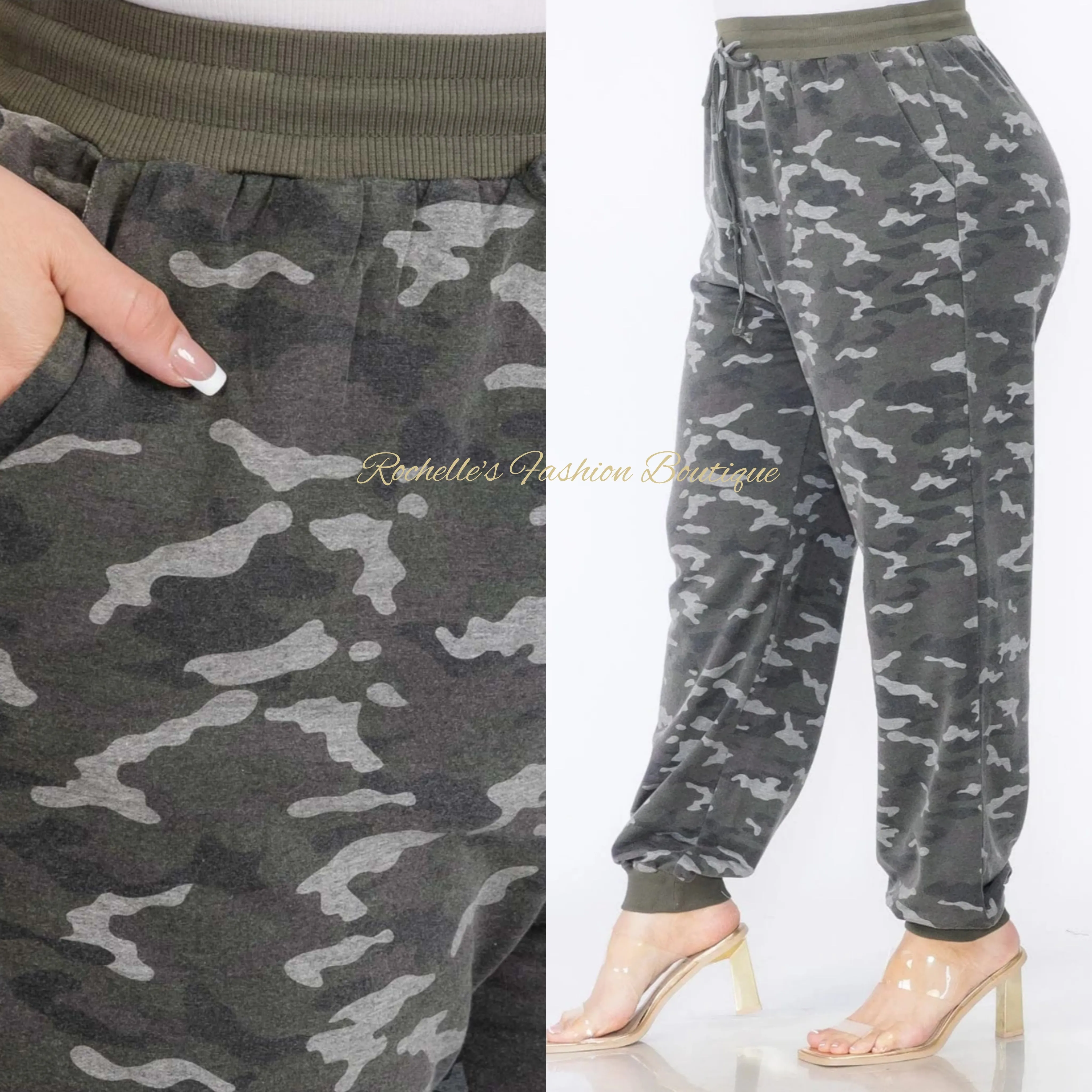 Olive Camo Plus Jogger Pants