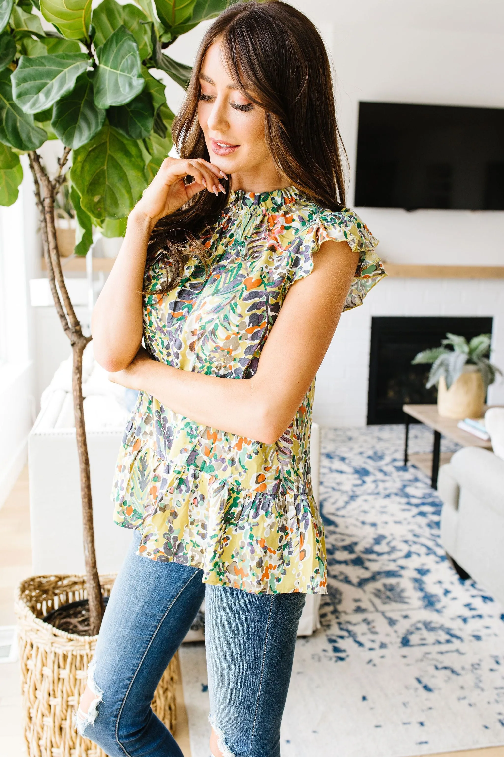 Overgrown Garden Blouse In Olive