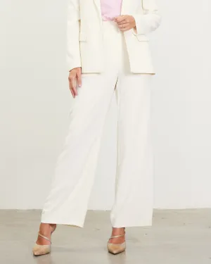 Pinctuck Wide Leg Trouser - Cream - FINAL SALE